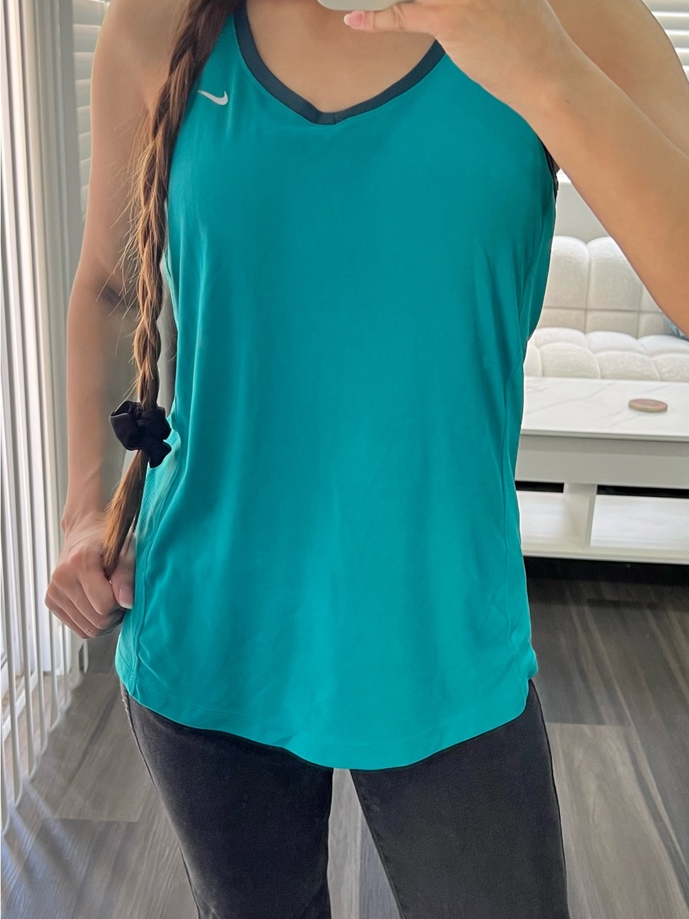 Nike Teal Performance Racerback Tank with Black Trim